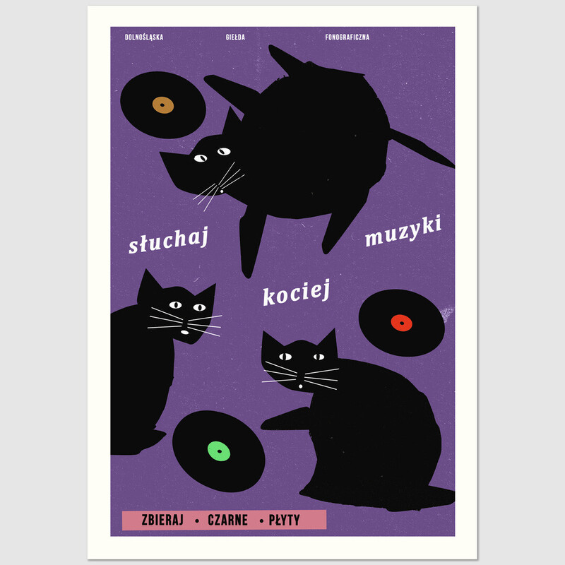Postcard 'Listen to cat music', Jakub Zasada Postcard 'Listen to cat music', Jakub Zasada