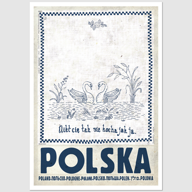 Polska z łabędziem. Makatka postcard, Ryszard Kaja