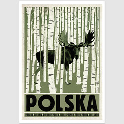 Polska z łosiem, pocztówka,...
