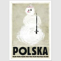 Polska z bałwanem, postcard by Ryszard Kaja