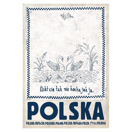 Polska z łabędziem, postcard by Ryszard Kaja