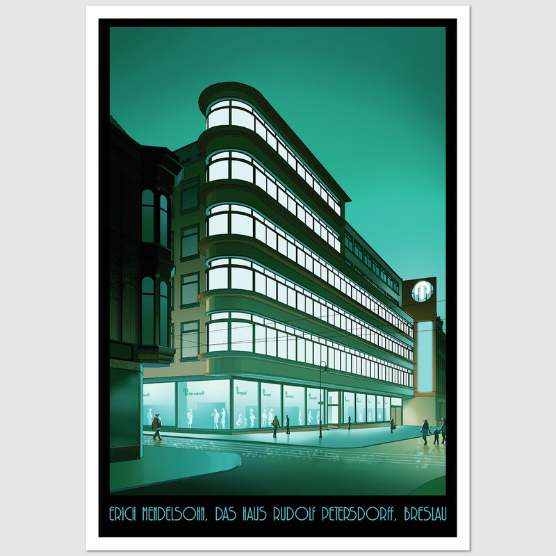 Petersdorff Department Store, Postcard by Jan Jerzmański