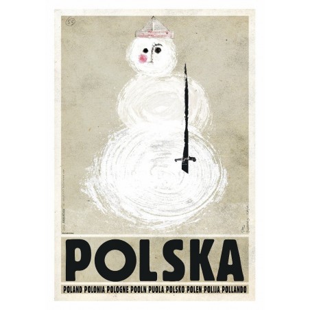 Polska z bałwanem, postcard by Ryszard Kaja