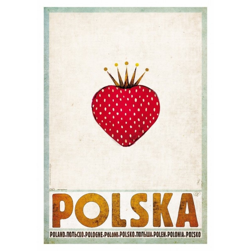 Polska z truskawką, postcard by Ryszard Kaja