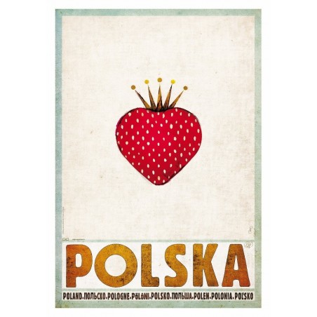 Polska z truskawką, postcard by Ryszard Kaja