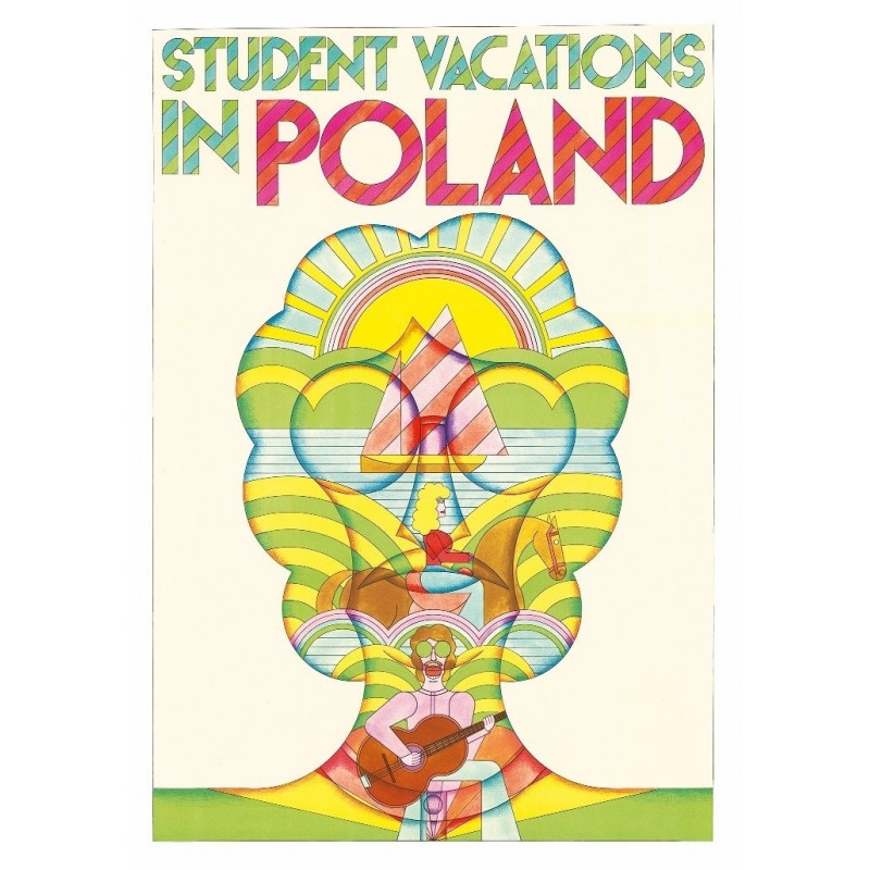 Student Vacations in Poland, postcard by Andrzej Krajewski