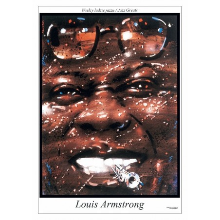 Louis Armstrong, postcard by Waldemar Świerzy