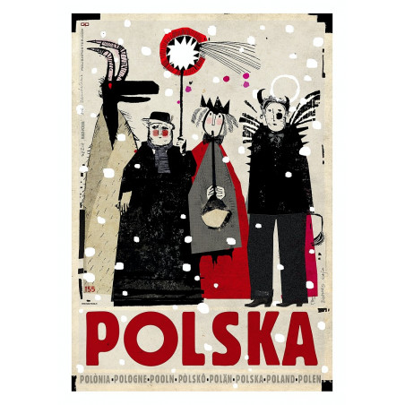 Polska Kolędnicy, postcard by Ryszard Kaja