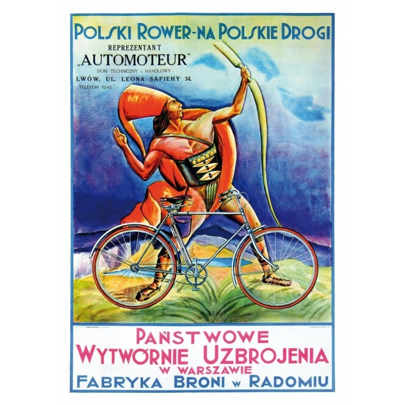 Polish Bikes for Polish Roads, postcard by L. Włodarczyk