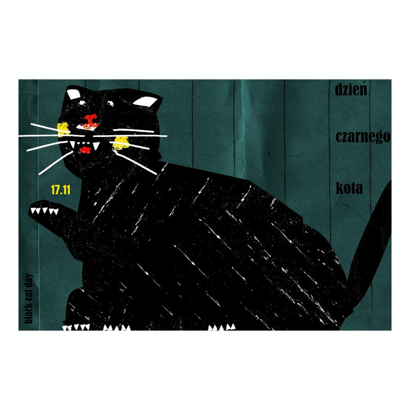 Black cat's day, postcard by Jakub Zasada