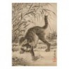 Cat Catching a Frog, postcard by Kawanabe Kyosai