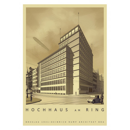 Hochhaus am Ring, Breslau, Postcard by Jan Jerzmański