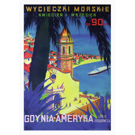 Gdynia-America Sea Cruises, postcard by Stefan Norblin