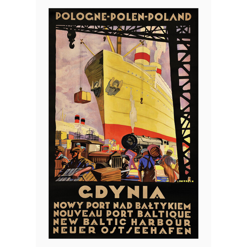 Gdynia, pocztówka, Stefan Norblin