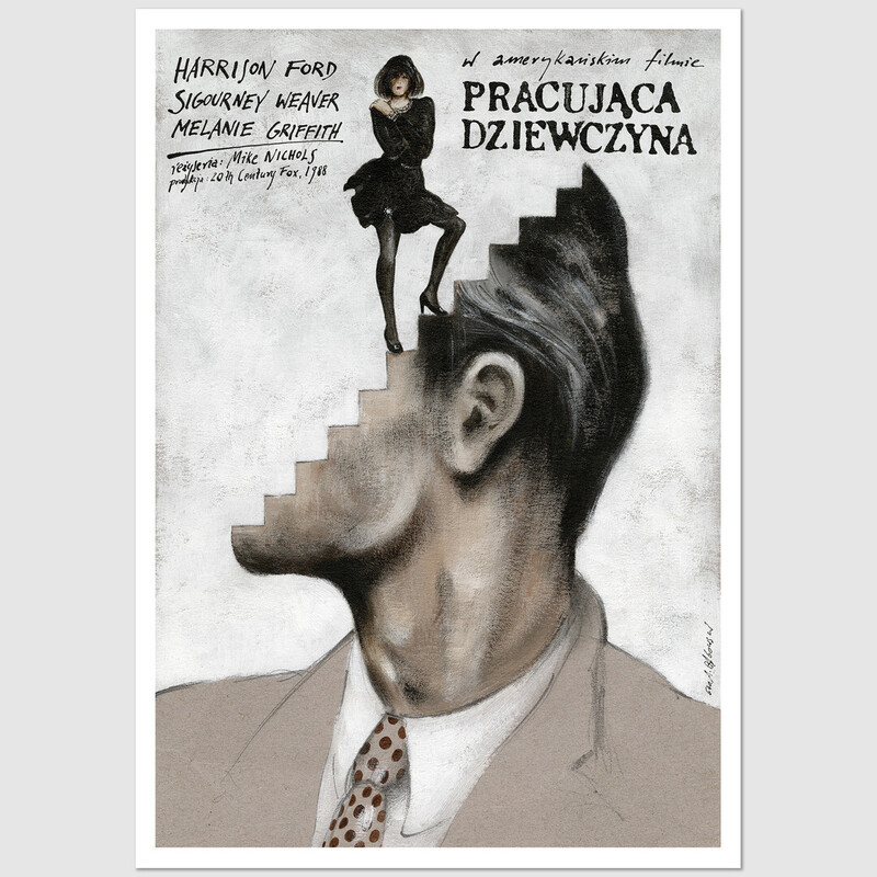 Pracująca dziewczyna, pocztówka, Andrzej Pągowski